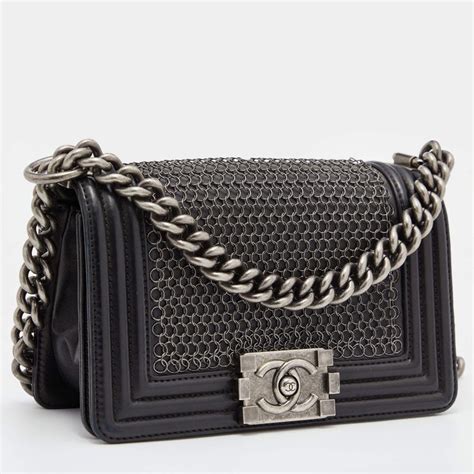 chanel black boy chain mail small bag|BOY CHANEL .